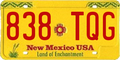 NM license plate 838TQG