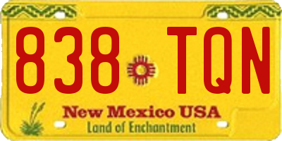 NM license plate 838TQN