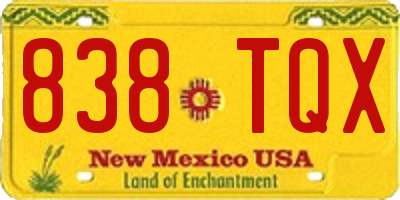 NM license plate 838TQX