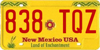 NM license plate 838TQZ