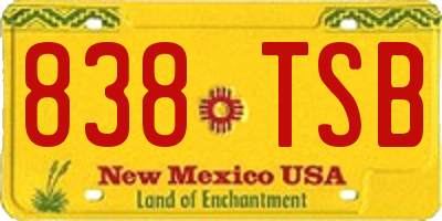 NM license plate 838TSB
