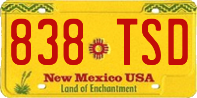 NM license plate 838TSD
