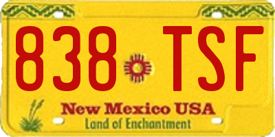 NM license plate 838TSF