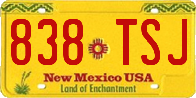 NM license plate 838TSJ