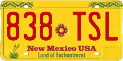 NM license plate 838TSL