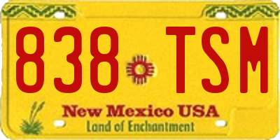 NM license plate 838TSM