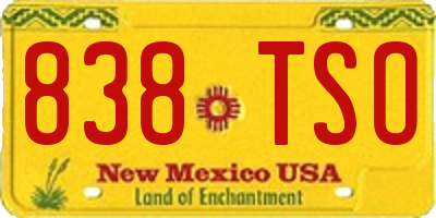 NM license plate 838TSO