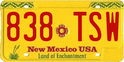 NM license plate 838TSW