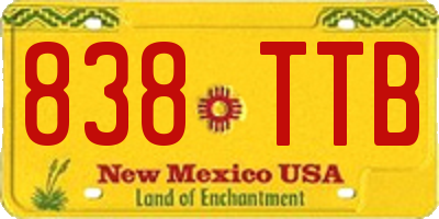 NM license plate 838TTB