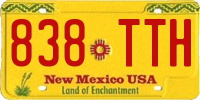 NM license plate 838TTH