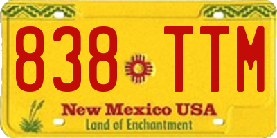 NM license plate 838TTM