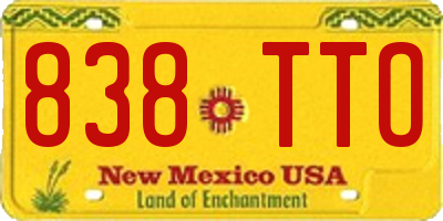 NM license plate 838TTO