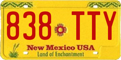 NM license plate 838TTY