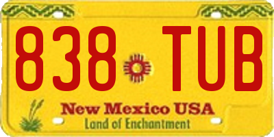 NM license plate 838TUB
