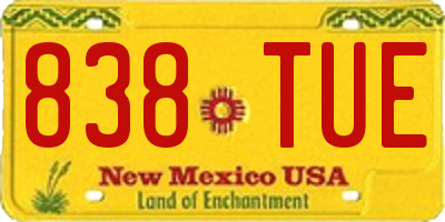 NM license plate 838TUE