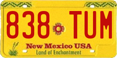 NM license plate 838TUM