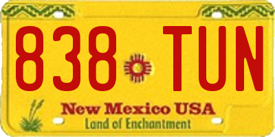 NM license plate 838TUN