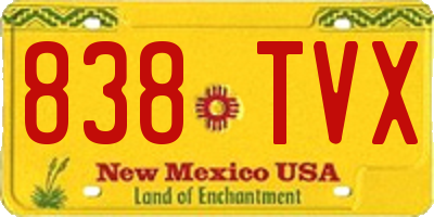 NM license plate 838TVX