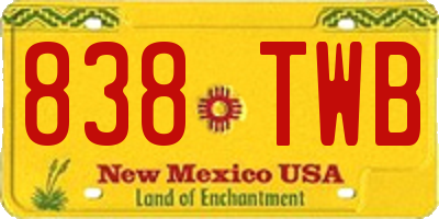 NM license plate 838TWB