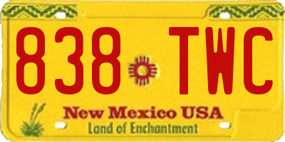 NM license plate 838TWC