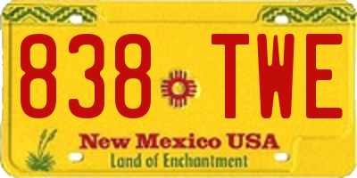 NM license plate 838TWE