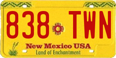 NM license plate 838TWN