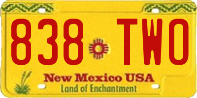 NM license plate 838TWO