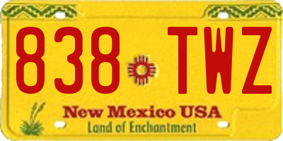 NM license plate 838TWZ