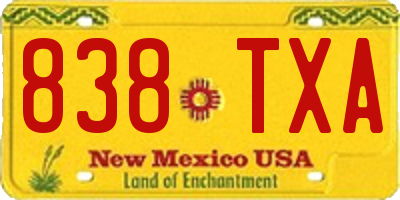 NM license plate 838TXA