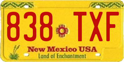 NM license plate 838TXF