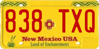 NM license plate 838TXQ