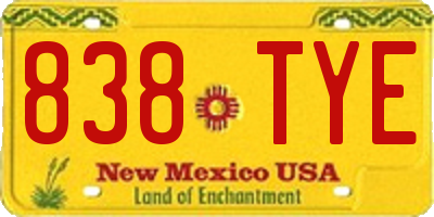 NM license plate 838TYE