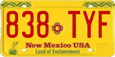 NM license plate 838TYF