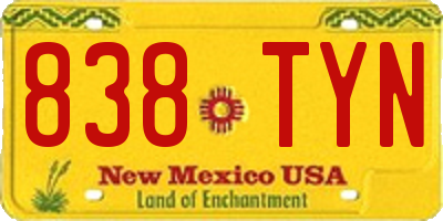 NM license plate 838TYN