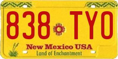 NM license plate 838TYO