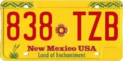 NM license plate 838TZB