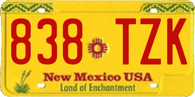 NM license plate 838TZK
