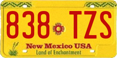 NM license plate 838TZS