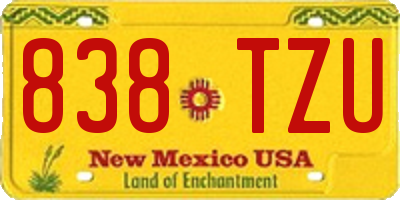 NM license plate 838TZU