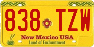 NM license plate 838TZW