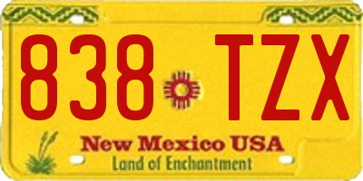 NM license plate 838TZX