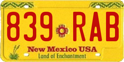 NM license plate 839RAB