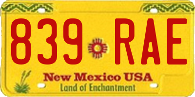 NM license plate 839RAE