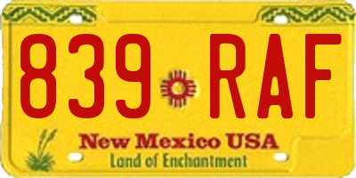 NM license plate 839RAF