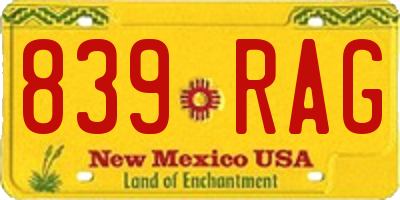 NM license plate 839RAG