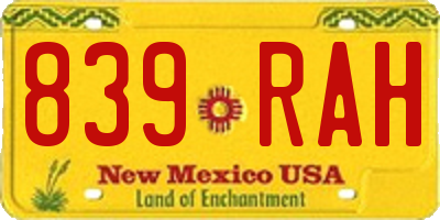 NM license plate 839RAH