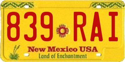 NM license plate 839RAI