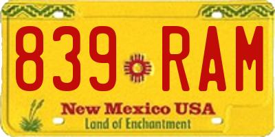 NM license plate 839RAM