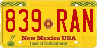 NM license plate 839RAN