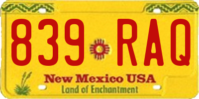 NM license plate 839RAQ